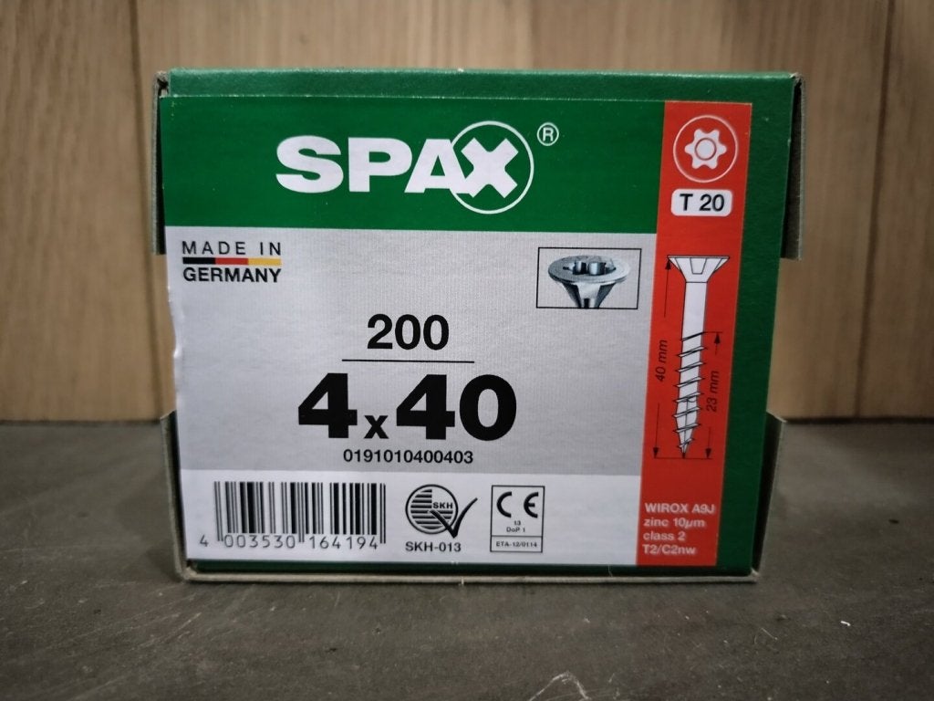 Aanbieding doos 2000 stuks spax schroeven 4x40 gegalv., Niet ingevuld, Schroeven, Niet ingevuld, Nieuw