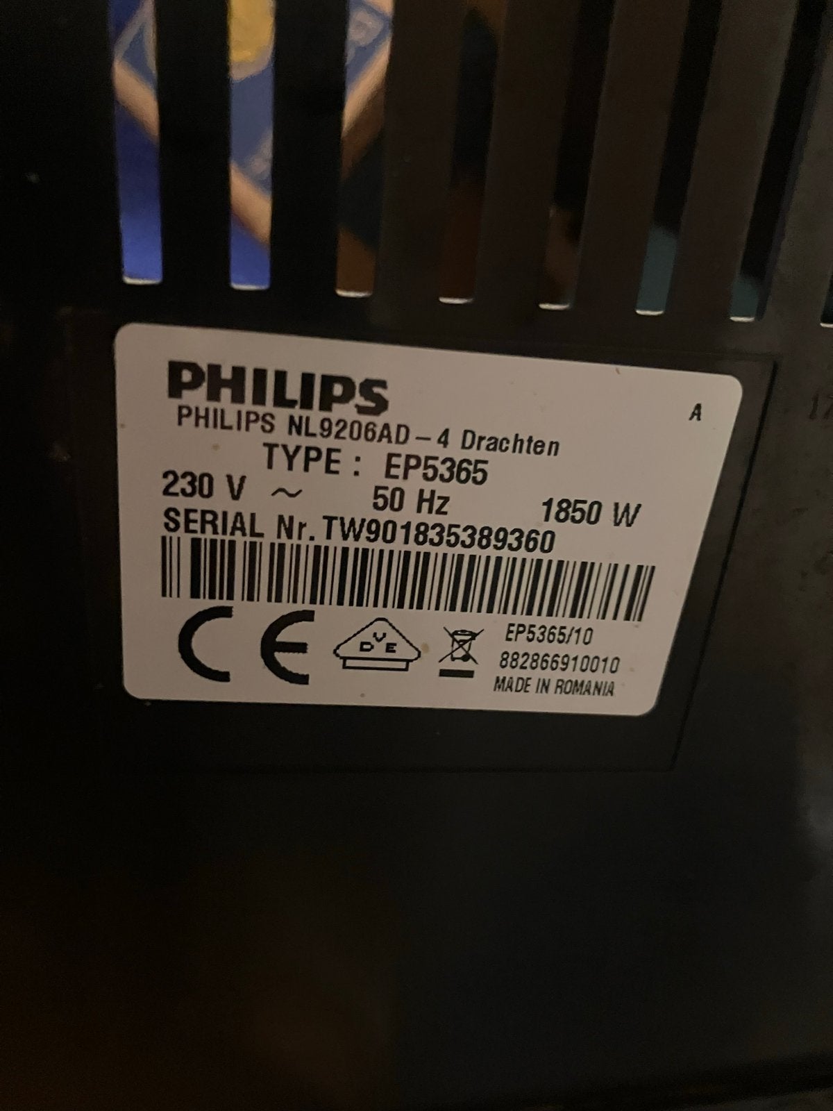 Foto 2 van Philips EP5365 Koffiemachine - Onderdelen/Defect - GRATIS