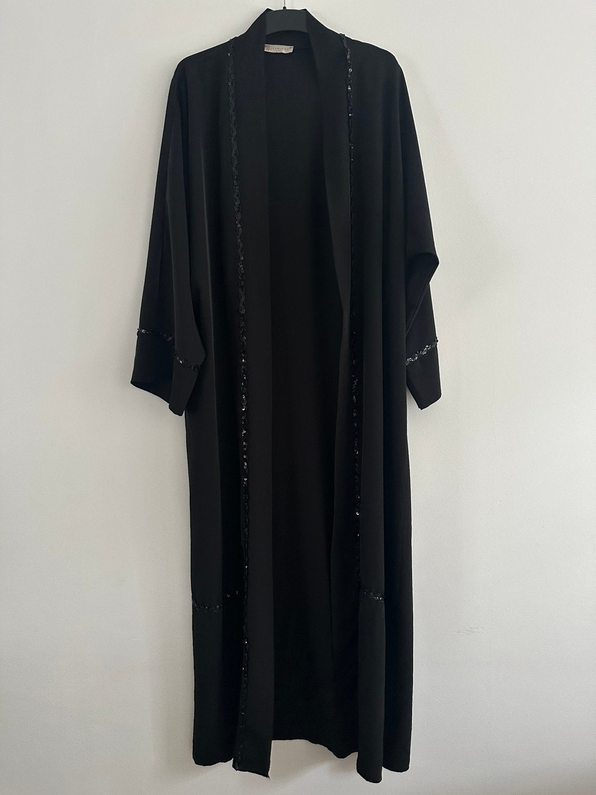 Feestelijk lange kimono zwart gliiters, Ophalen of Verzenden, Gedragen, Zwart, Onder de knie