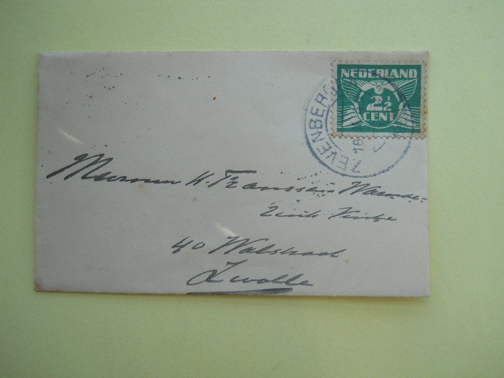 Nederland 1925 Briefje Vliegende duif gestempeld Zevenbergen, Ophalen of Verzenden, Envelop