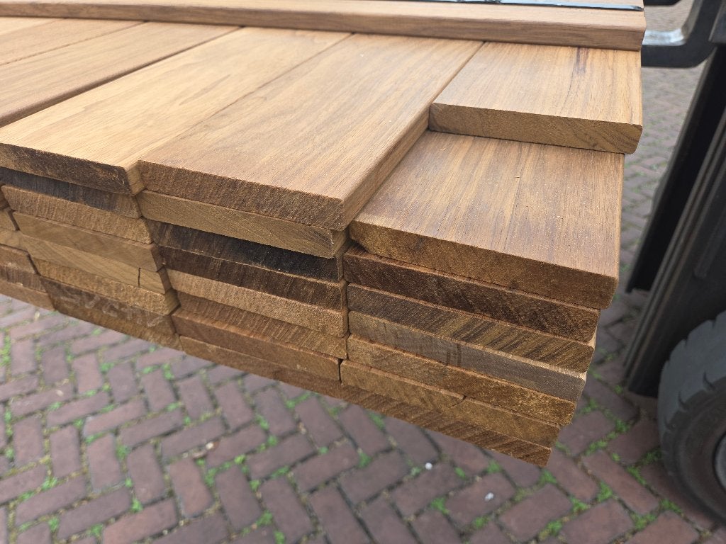 63 Hardhouten planken - geschaafd 1.8x12.3 cm - nr: HP369, Ophalen, Planken, Nieuw, Hardhout