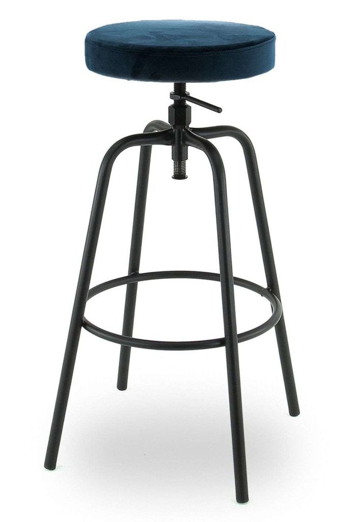 Mii retro / vintage barkruk velours ( oa petrol en olive ), 60 tot 90 cm, Nieuw, Ophalen of Verzenden, Industriestraat 5