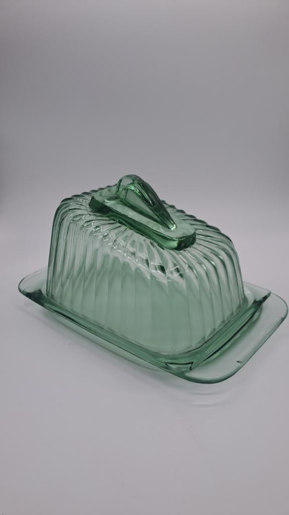 Groene glazen kaasstolp Royal Leerdam, Copier 1939, Ophalen of Verzenden
