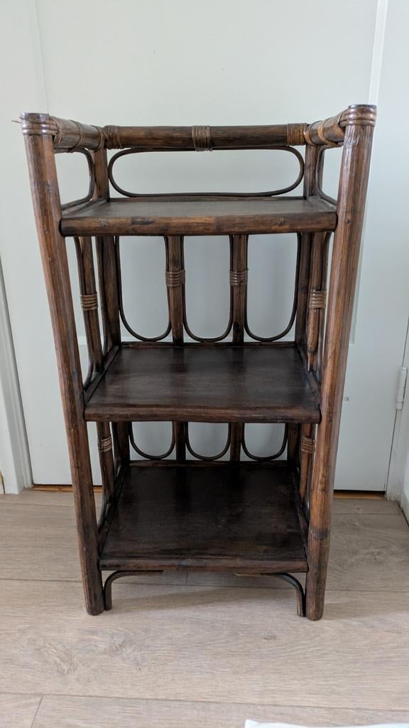 Rotan Retro Vintage Franse kastje, nachtkastje, bijzettafel, Ophalen of Verzenden, Zo goed als nieuw, Minder dan 5 flessen, Minder dan 50 cm