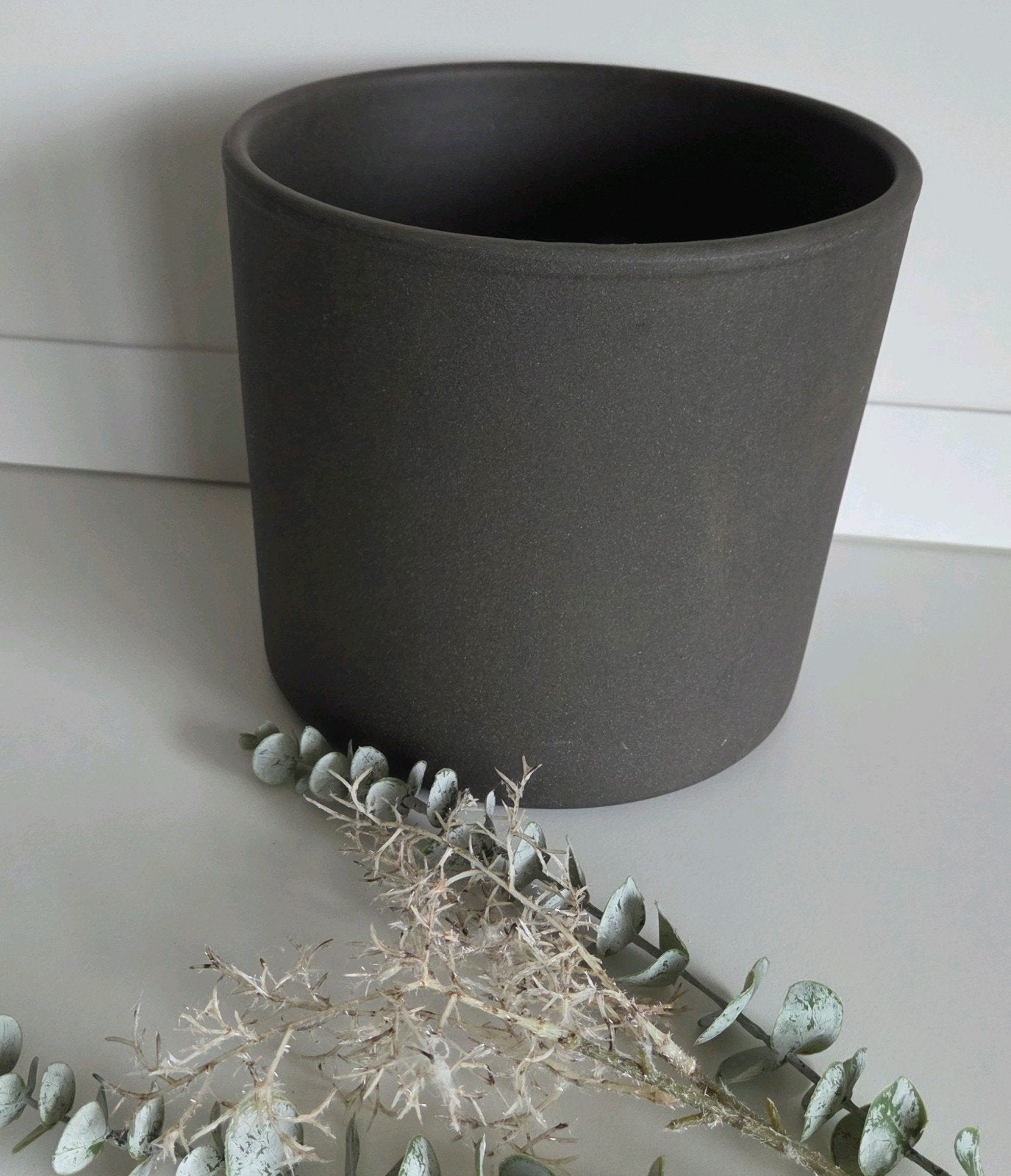 Middelgrote keramische bloempot bruin H:21,5cm B:23cm, Ophalen, Gebruikt, Rond, Binnen