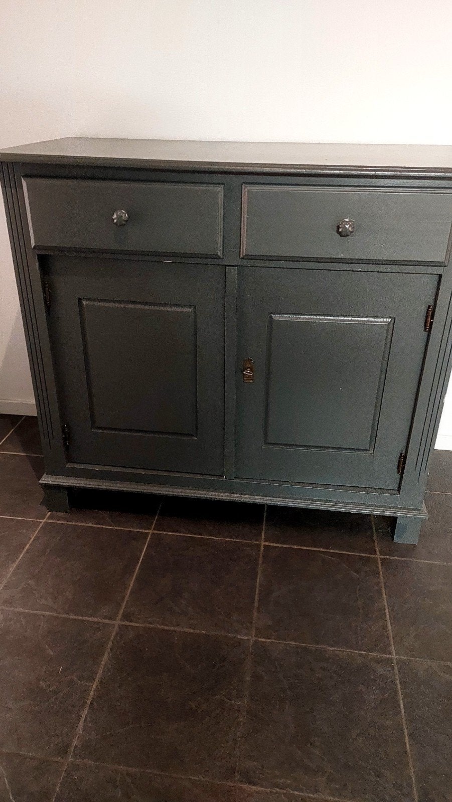 Donkergrijze Kast met Lades en Deurtjes, Ophalen, Gebruikt, 100 tot 150 cm, Met lade(s)