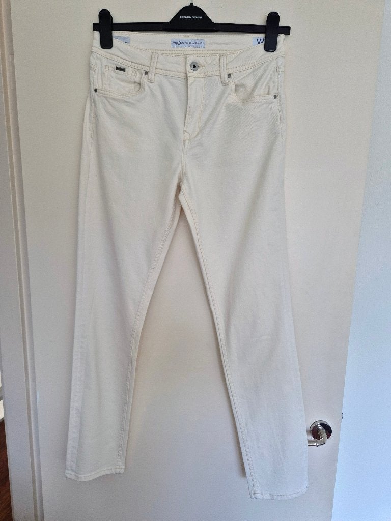 PEPE JEANS broek dames creme 28x32 ZGAN merk kleding vrouwen, Maat 38/40 (M), Wit, Ophalen of Verzenden, Zo goed als nieuw