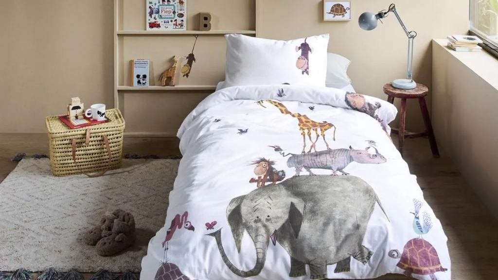 Fiep Westendorp dekbedovertrek DIEREN STAPELEN FLANEL 1-p, Overige merken, Jongetje of Meisje, Wit, Nieuw