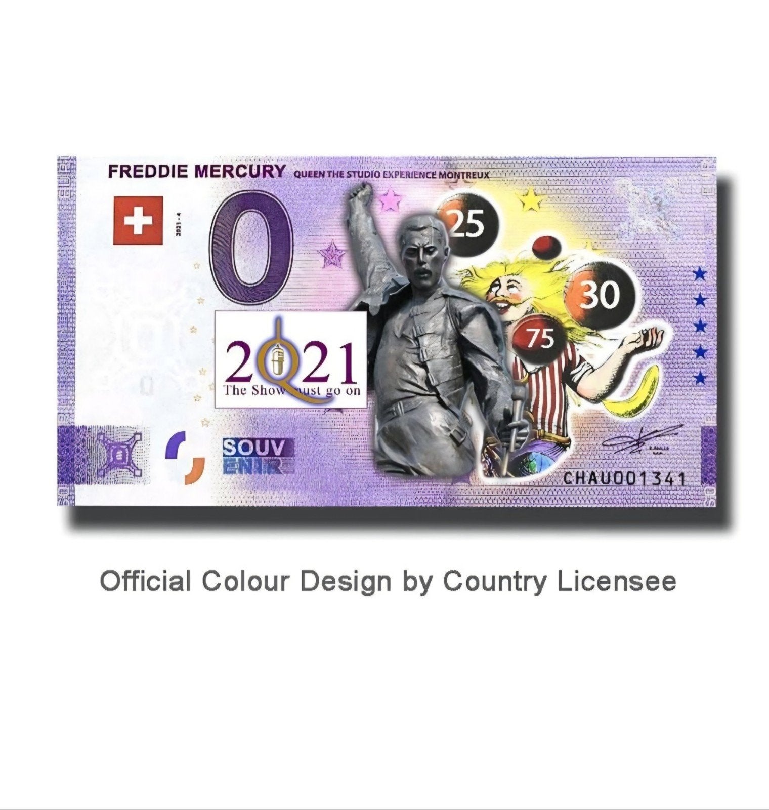 0 Euro Souvenir Biljet Freddie Mercury Kleur, Ophalen of Verzenden, Overige landen
