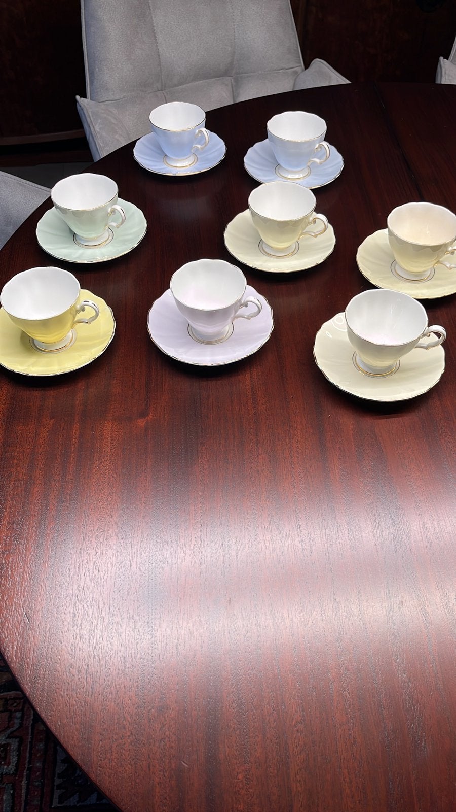 Grosvenor, Bone China, England 8 kop en schotels, Antiek en Kunst, Antiek | Servies los, Ophalen