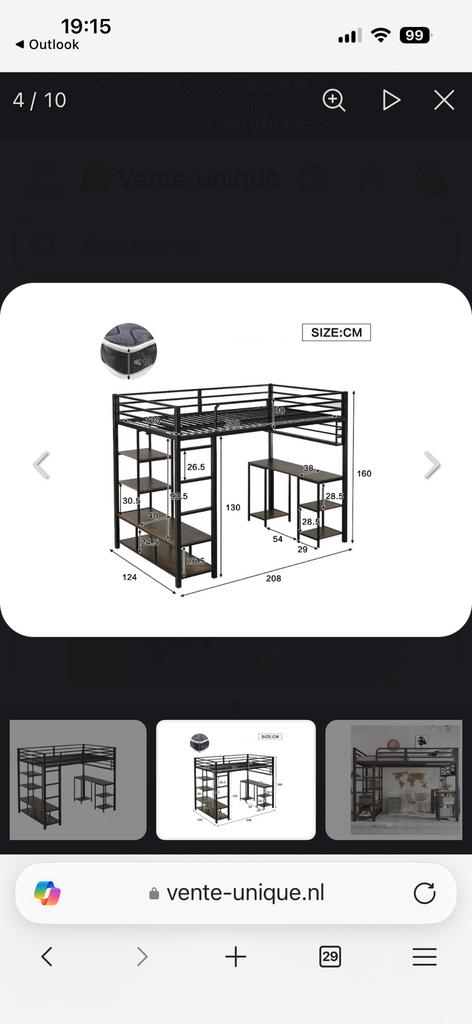 Hoogslaper compleet!!, Huis en Inrichting, Slaapkamer | Stapelbedden en Hoogslapers, Ophalen, Hoogslaper, 210 cm, 160 tot 180 cm