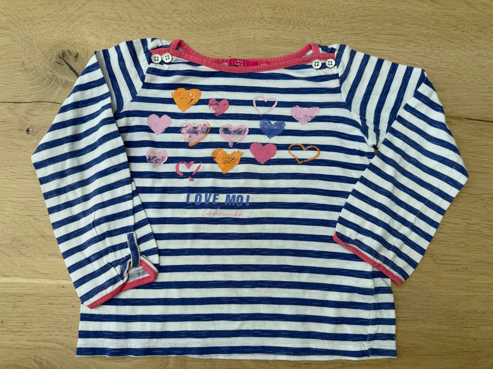 Cakewalk gestreept shirt met hartjes maat 116, Ophalen of Verzenden, Zo goed als nieuw, Meisje, Shirt of Longsleeve