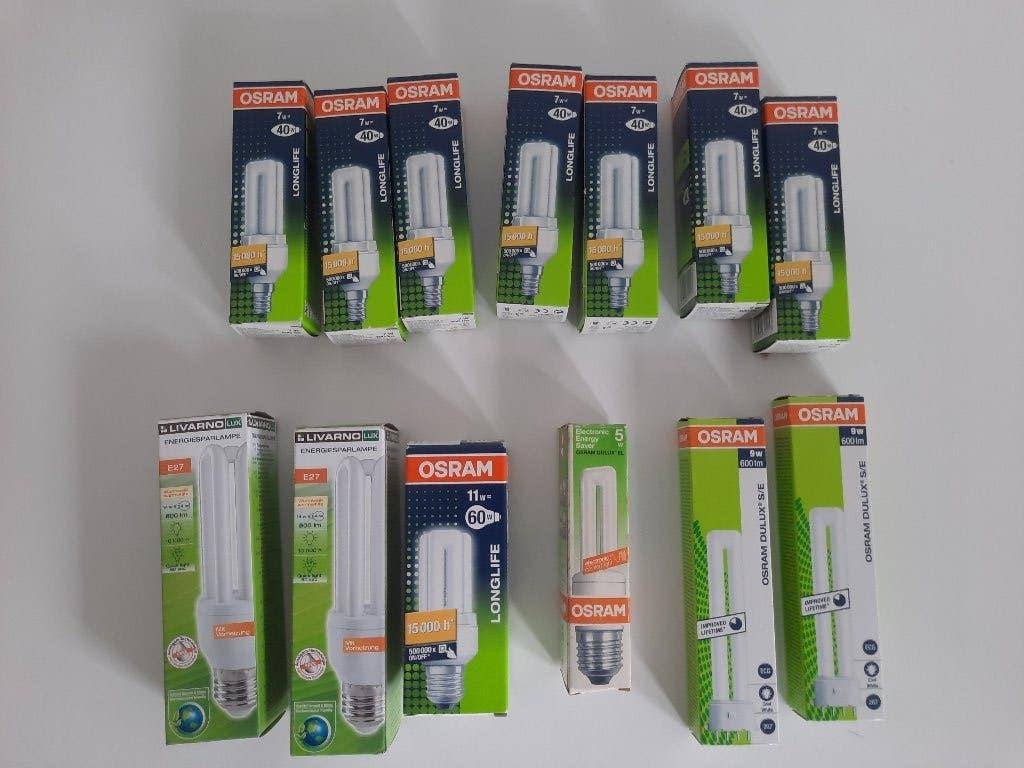13 x OSRAM spaarlamp nieuw in doos, Osram, Nieuw, Spaarlamp, E27 (groot)