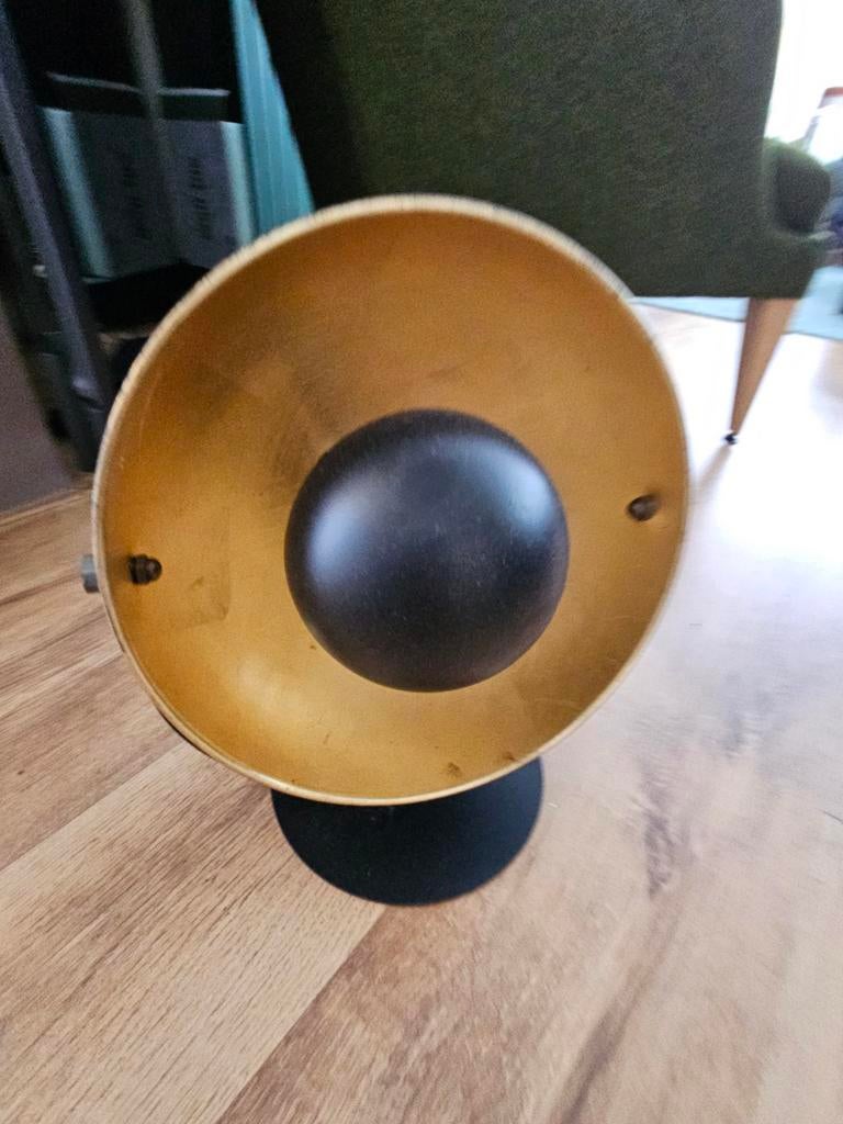 Vintage Tafellamp Zwart Goud - Spot Design, Huis en Inrichting, Lampen | Tafellampen, Ophalen, Gebruikt, Metaal