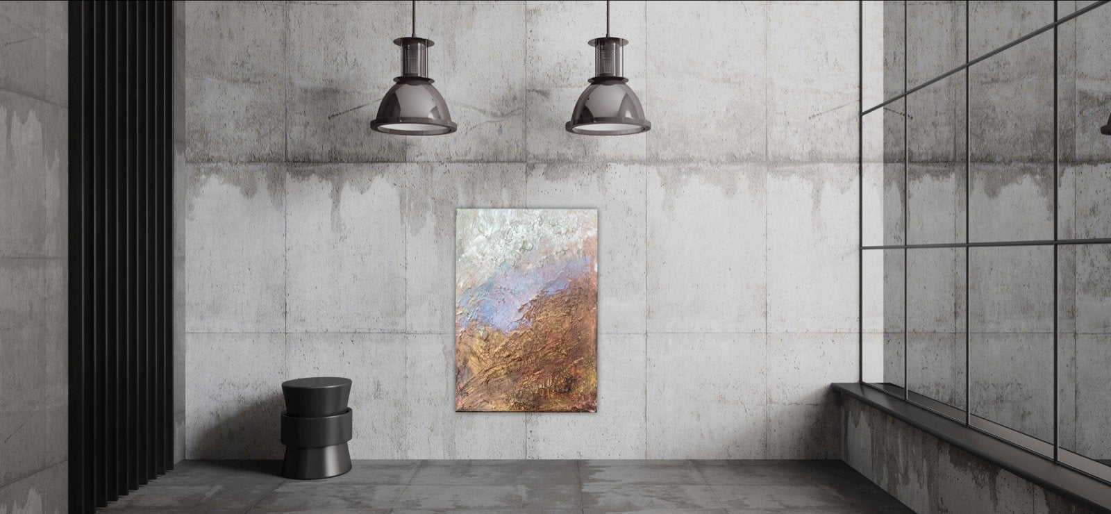 Abstract schilderij met textuur en aardetinten 70 cm x 50 cm, Antiek en Kunst, Ophalen