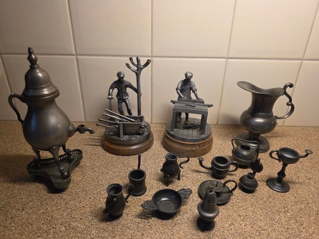 Diverse Tinnen Verzameling: Figuren en Miniatuur Servies, Antiek en Kunst, Antiek | Tin, Ophalen of Verzenden