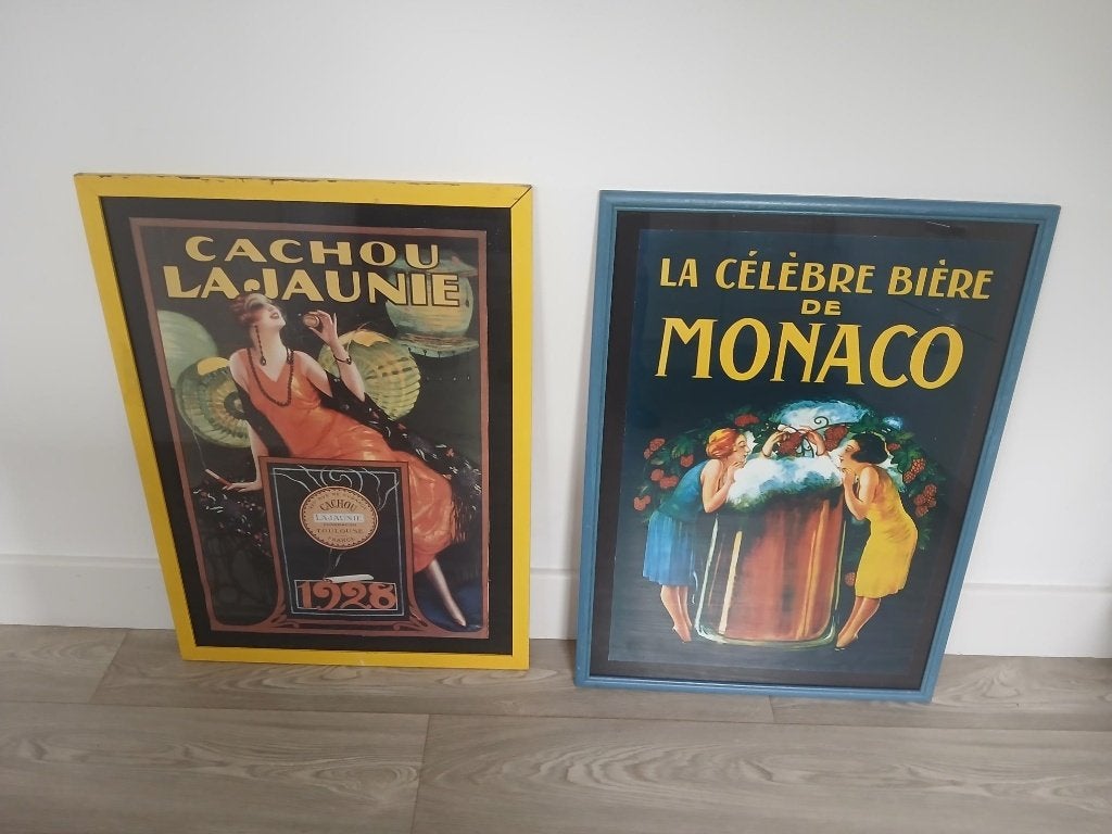 Vintage Franse Reclameposters, Gebruikt, Papier/karton, 74 cm, Ophalen of Verzenden
