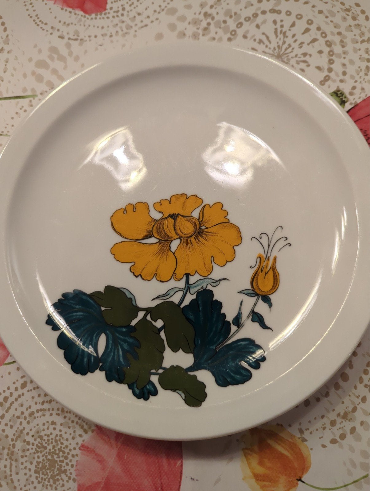Vintage Schumann Arzberg Bavaria W. Germany bord met bloem, Ophalen of Verzenden