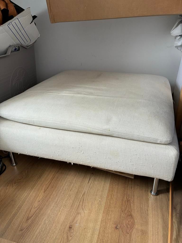 Ikea Söderhamn poef/voetenbank met metalen poten, Ophalen, Gebruikt, Vierkant, 75 tot 100 cm