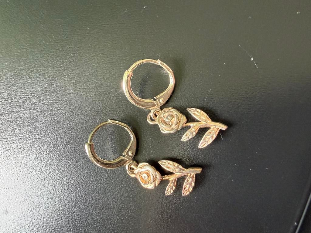 Rozen oorbellen, Ophalen of Verzenden, Zo goed als nieuw, Roze, Zilver