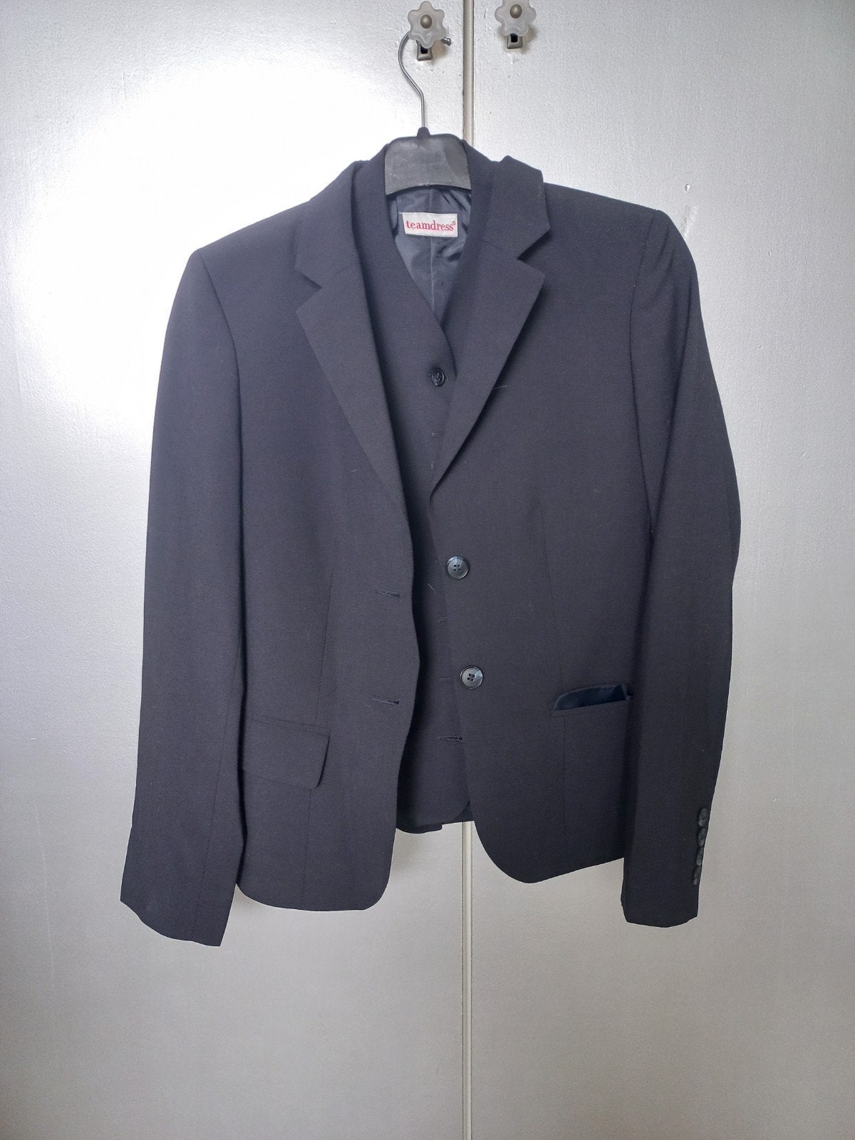 Teamdress 3-delig mantelpak, Kleding | Dames, Ophalen of Verzenden, Zo goed als nieuw, Maat 34 (XS) of kleiner, Blauw