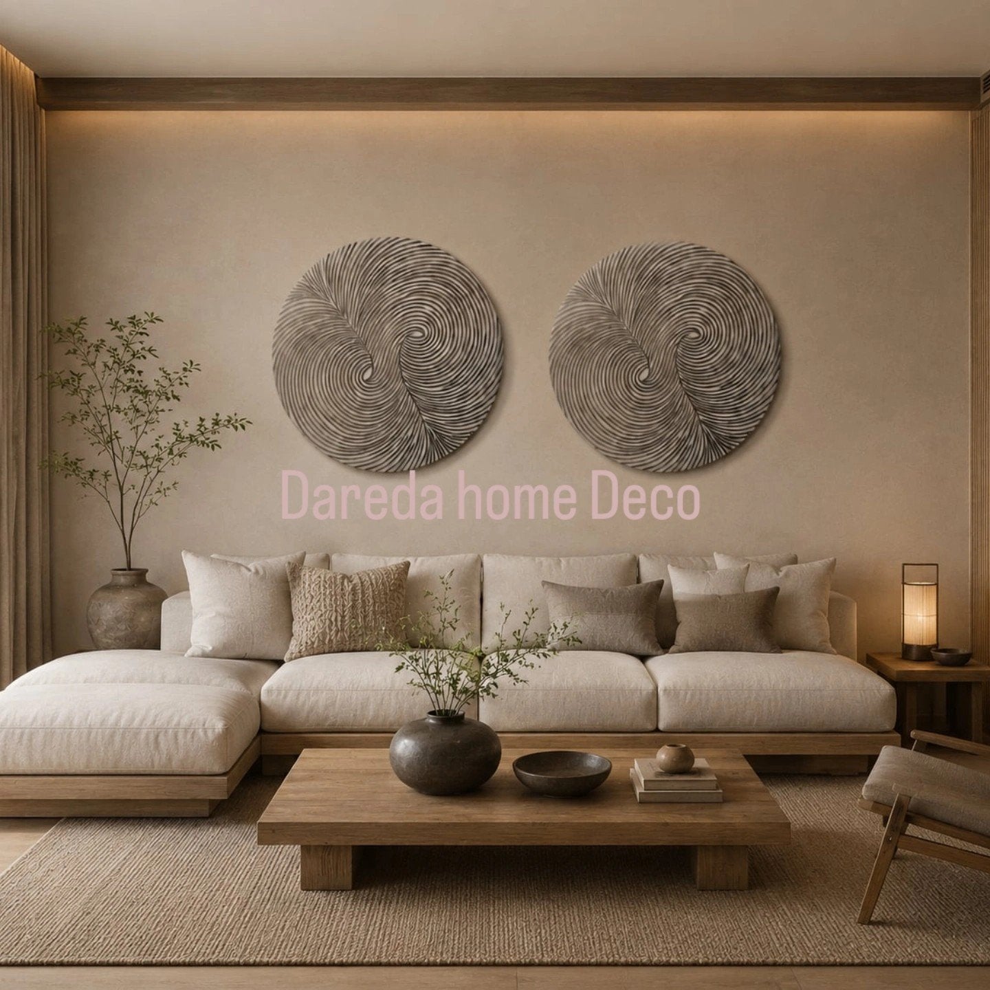 PtmD Swirl Taupe Wanddecoratie 90cm, Wandsculptuur, Composieten, Zo goed als nieuw, Modern