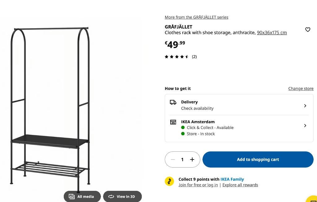 IKEA GRAFJALLET hanger and shoe rack - pickup by 25/05, Huis en Inrichting, Kasten | Schoenenrekken, Zo goed als nieuw, Ophalen