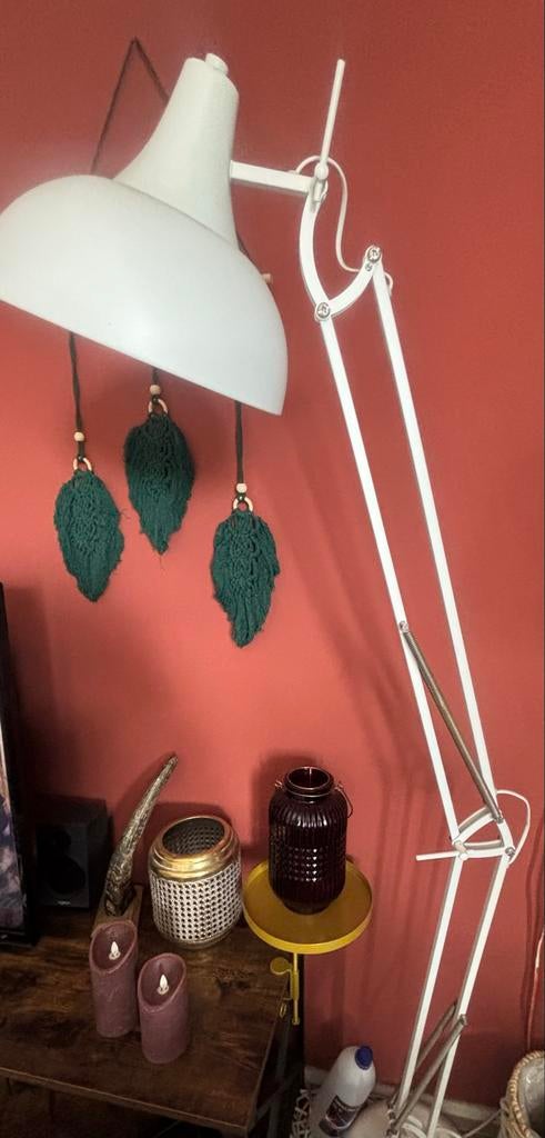 Witte staande verstelbare lamp, Ophalen, Zo goed als nieuw, Metaal, 150 tot 200 cm