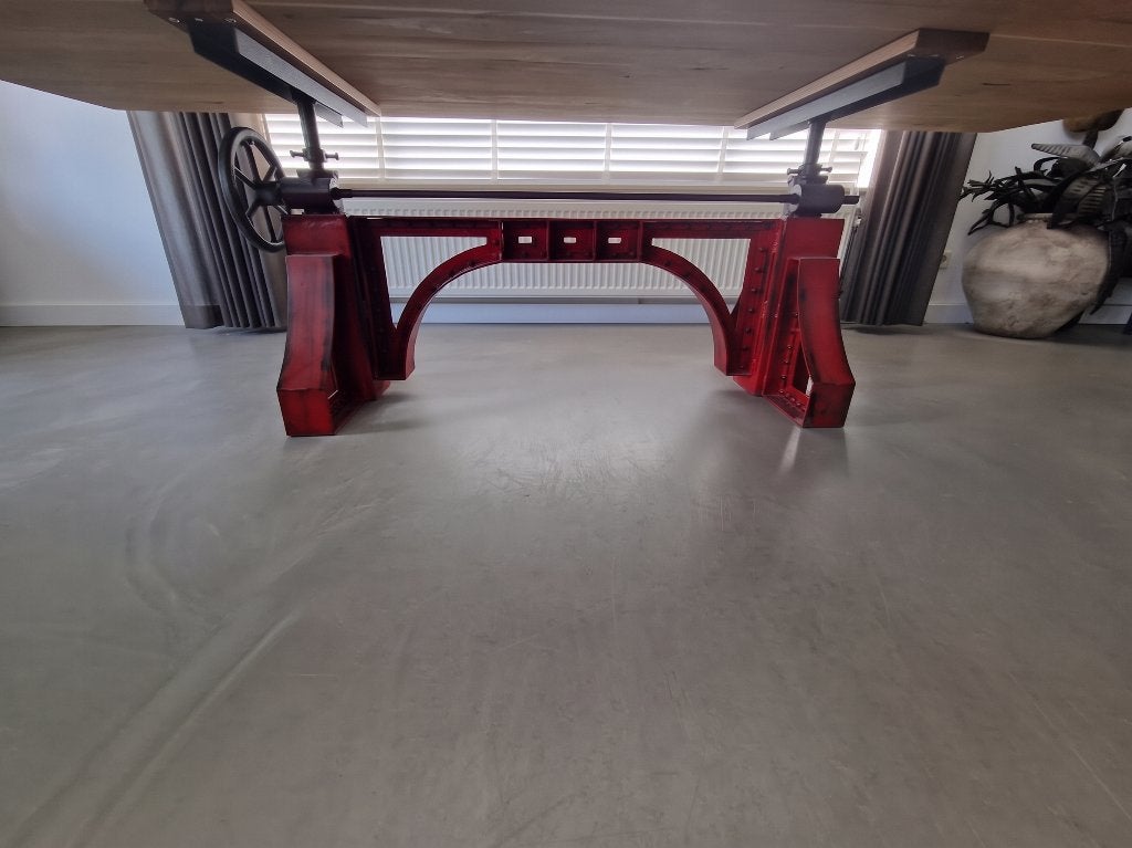 Opdraai Tafelonderstel (Crank table) (hoog laag tafel), Ophalen, Tafelpoot, 100 tot 150 cm, Industrieel, vintage