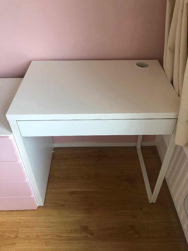 Micke bureau IKEA wit 73x50cm, Demontabel, Gebruikt, Hout, 50 cm