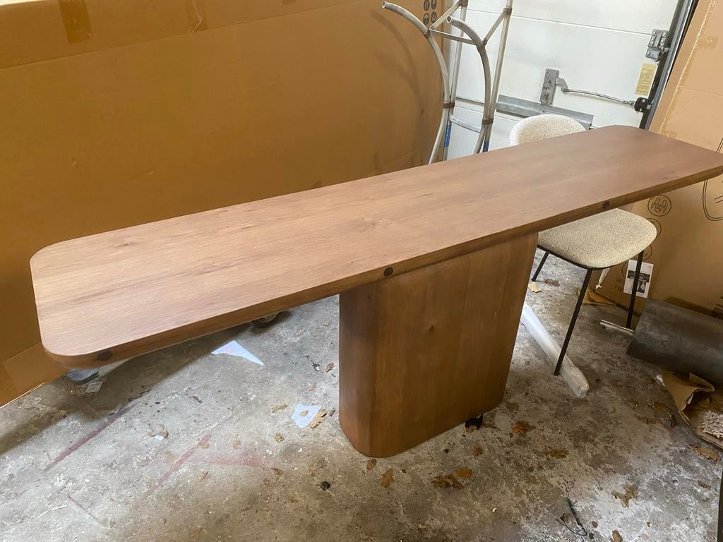 Eiken sidetable Leon 200x45x80 met middenpoot