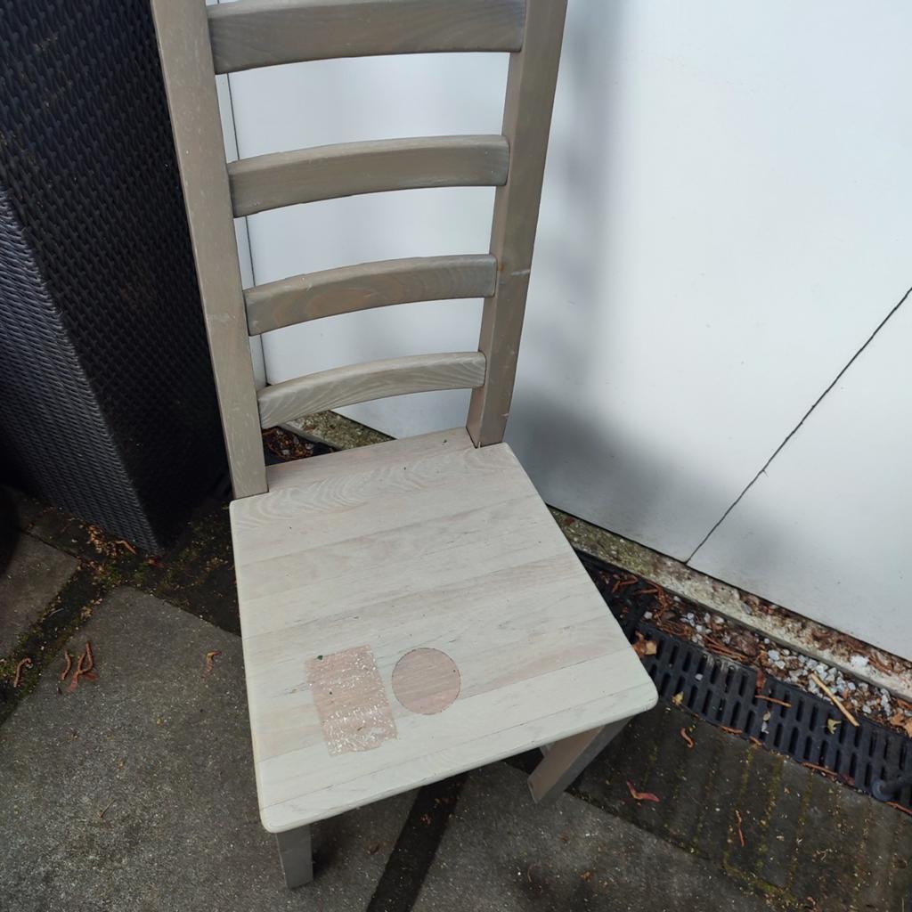 Brocante vintage houten stoel, taupe grijze kleur, Kinderen en Baby's, Ophalen, Gebruikt, Stoel(en)