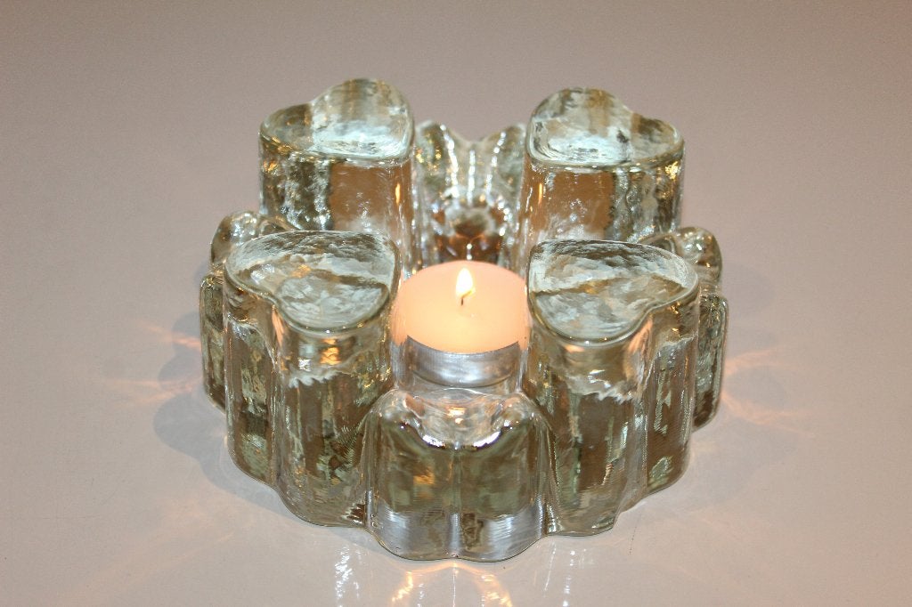 Massief glazen theelicht / waxinelichthouder, Overige typen, Ophalen of Verzenden, Modern, Glas