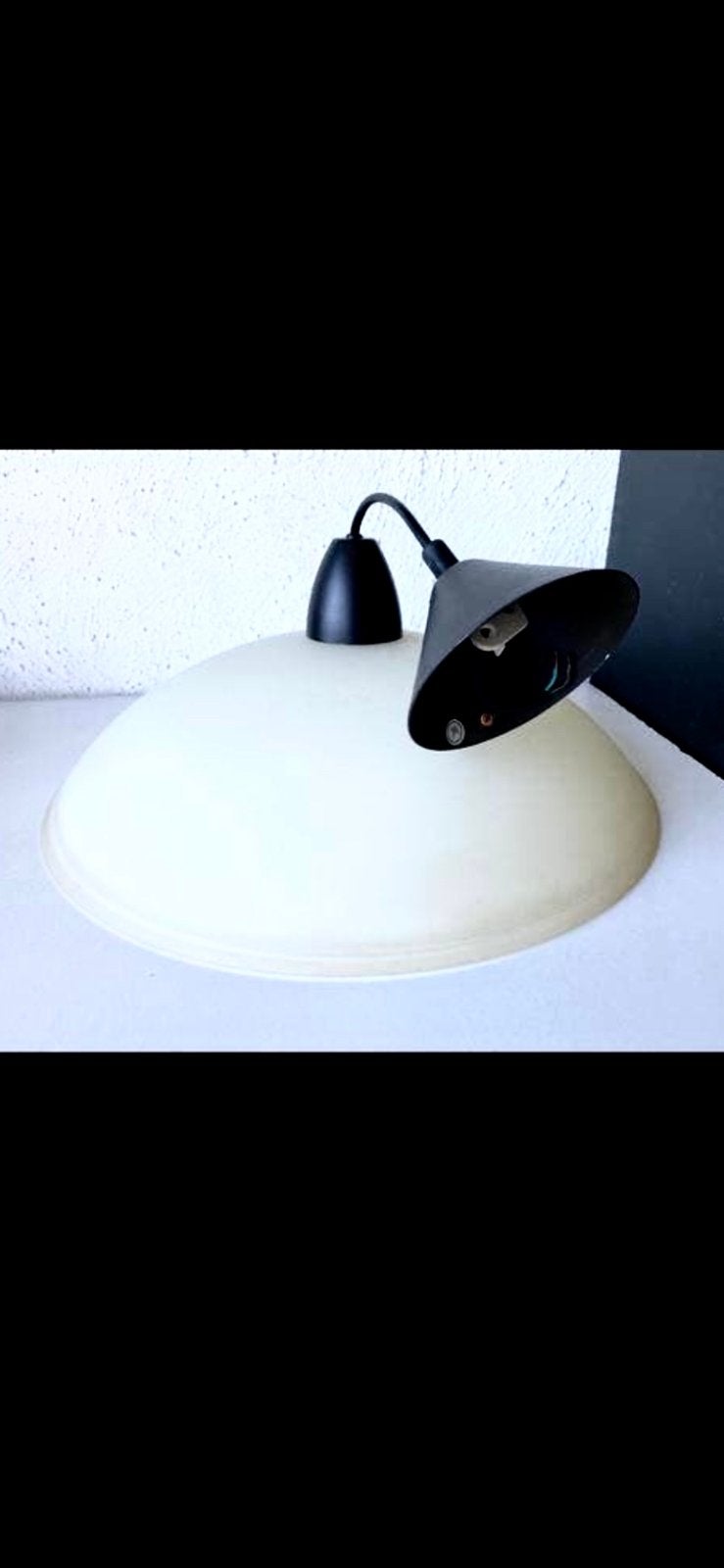 mooie vintage Kwantum  HANGLAMP ‘UFO’, Zo goed als nieuw, Glas, Tijdloos, modern, retro, E27 (groot)