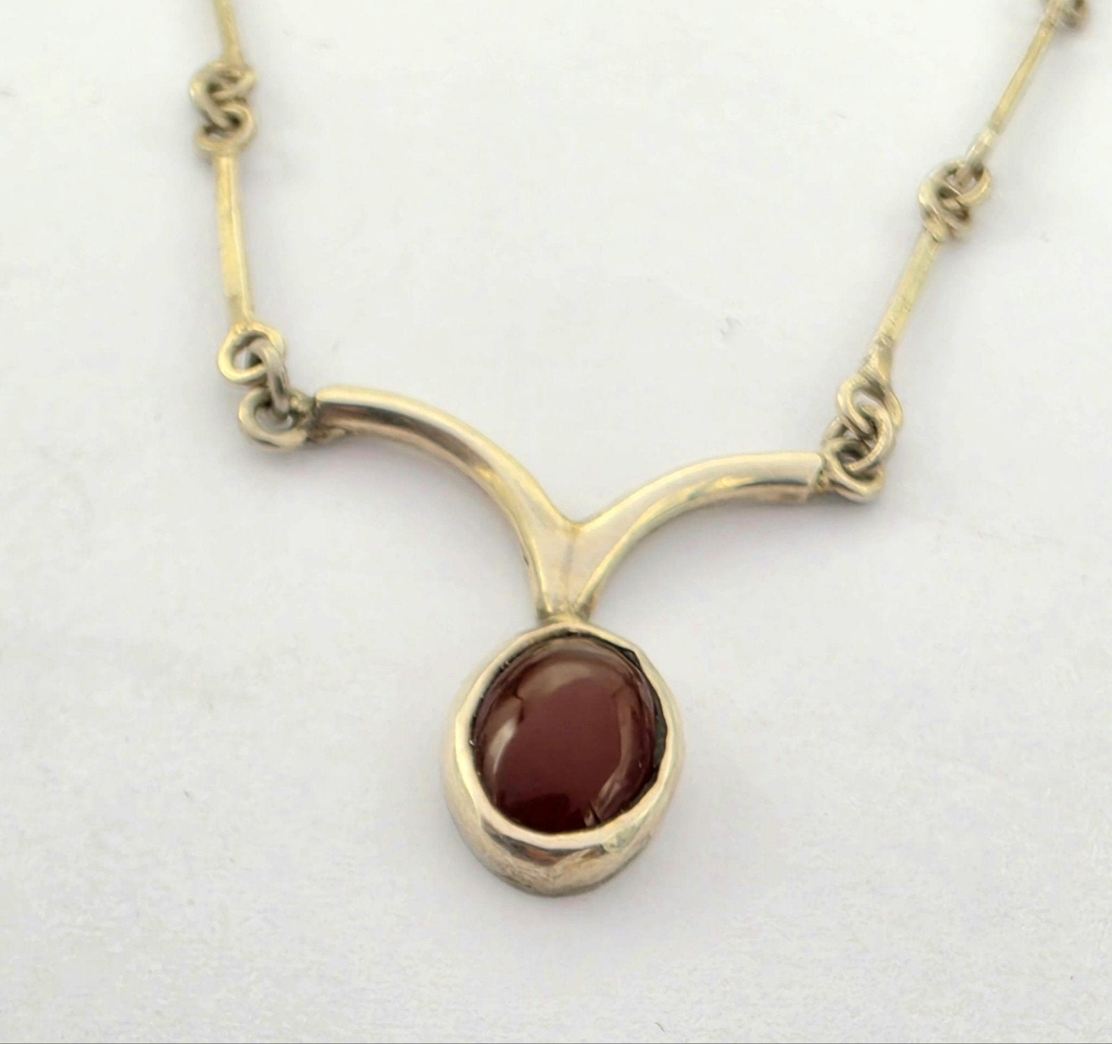 Zilveren Ketting Met Rode Agaat Steen, Verzenden, ., Zo goed als nieuw, .