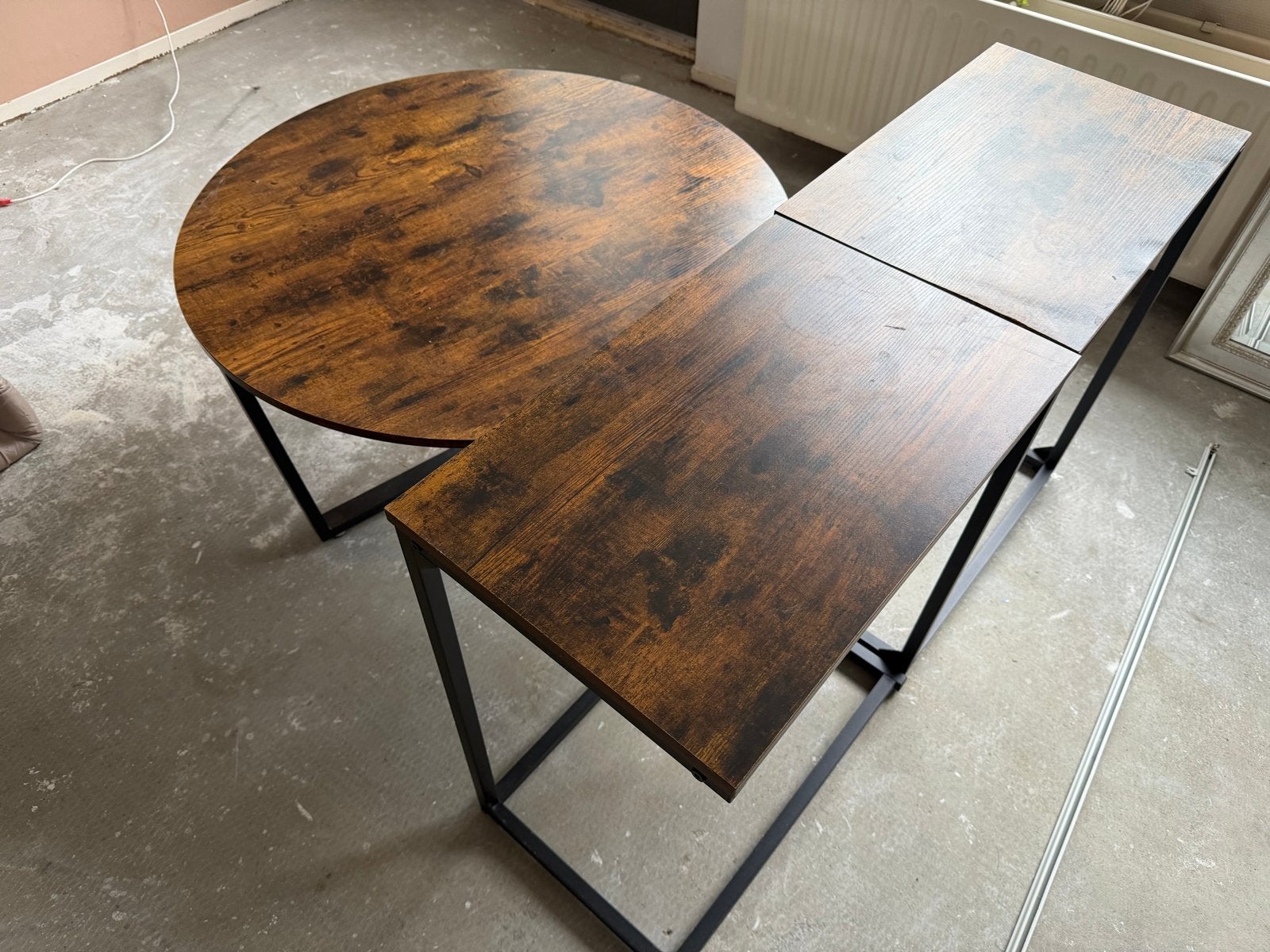 Salontafel en bijzettafels set - industrieel design, Huis en Inrichting, Tafels | Salontafels, Ophalen, 50 – 75, Gebruikt, Rond