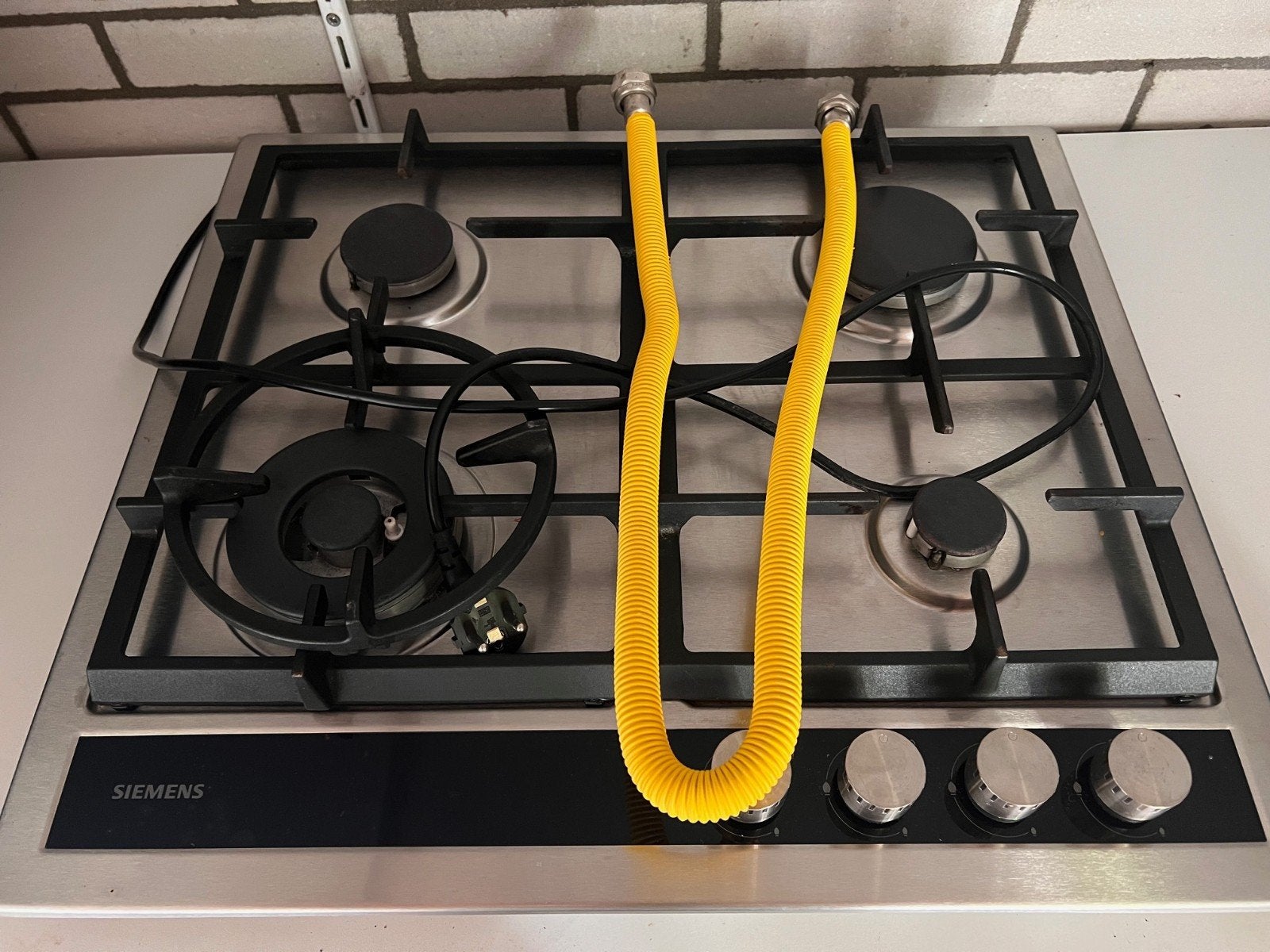Siemens EC645HC90N gaskookplaat (RVS, 4-pits met wokbrander), Ophalen, Gebruikt, Inbouw, Gas
