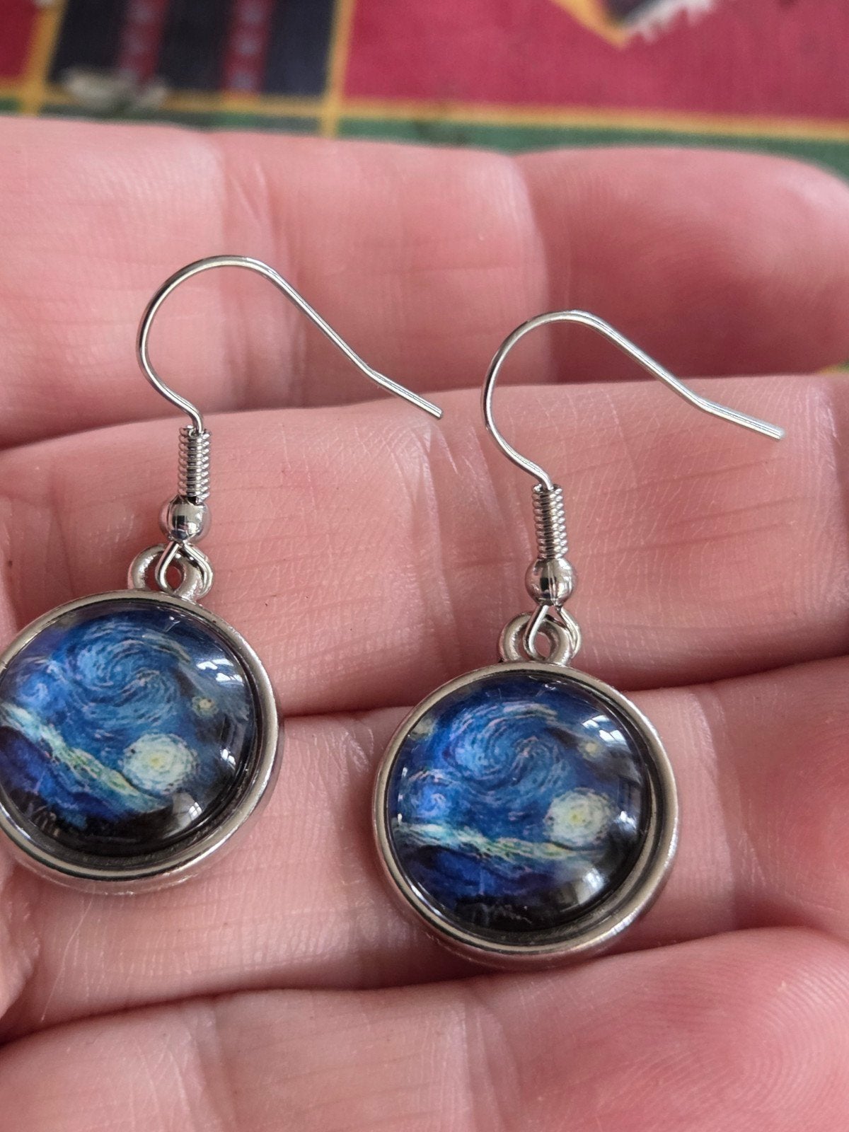 Glas oorbellen - The Starry Night, Sieraden, Tassen en Uiterlijk, Oorbellen, Hangers, Blauw, Nieuw, Ophalen of Verzenden