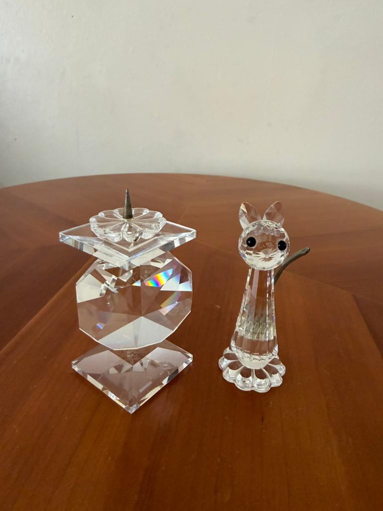 Swarovski kandelaar en kat, Verzamelen, Swarovski, Ophalen of Verzenden, Zo goed als nieuw, Figuurtje