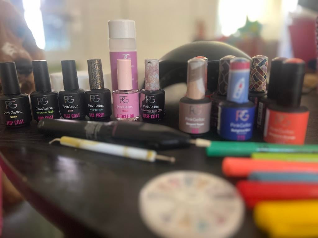 Pink Gellac Nagellak Set met UV Lamp en Accessoires, Overige kleuren, Ophalen of Verzenden, Zo goed als nieuw, Handen en Nagels