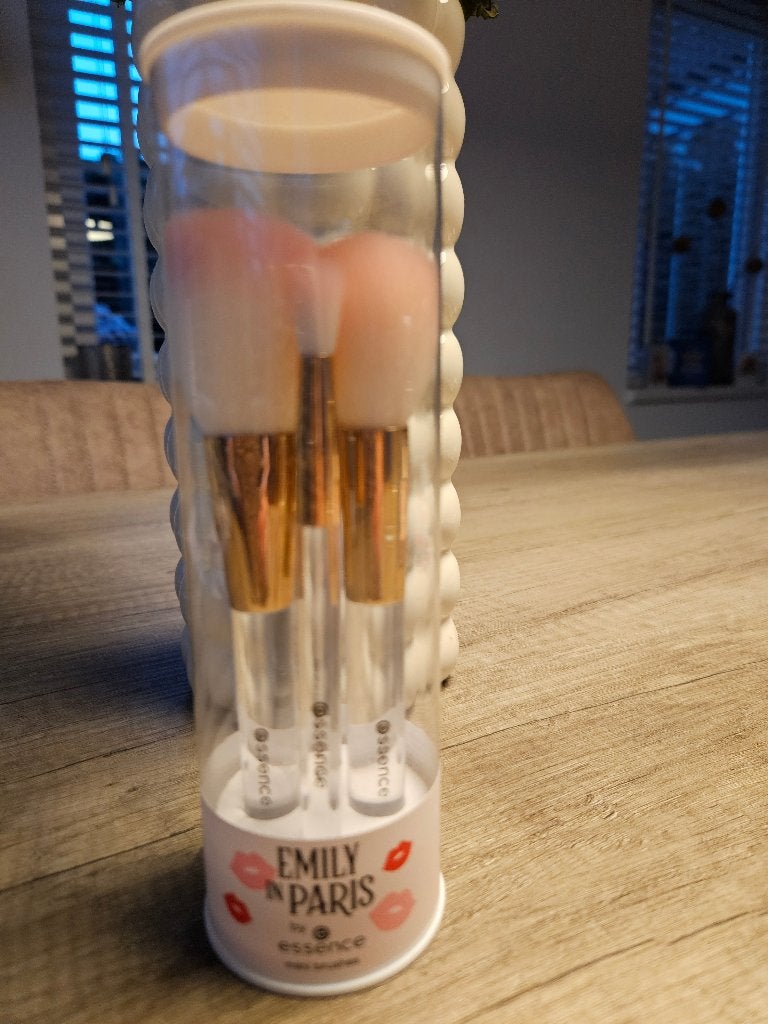 NIEUW koker met 4 make-up kwasten Essence (Emily in Paris), Ophalen of Verzenden, Nieuw, Gehele gezicht, Toebehoren