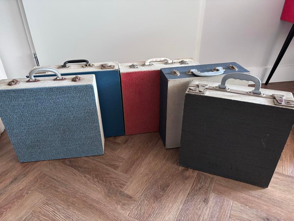Vintage Platen Vinyl Koffers - Set van 5, Huis en Inrichting, Woonaccessoires | Kussens, Ophalen of Verzenden, Zo goed als nieuw