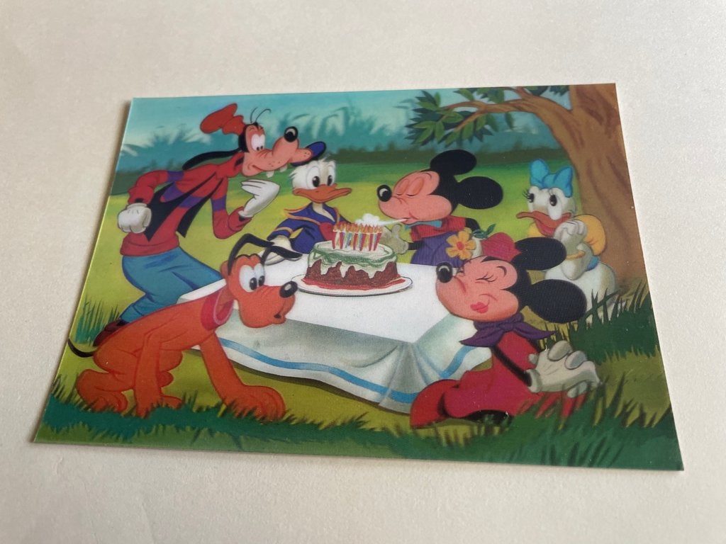 Disney 3D dieptekaart / ansichtkaart , Mickey Mouse Party., Verzenden, 1960 tot 1980, Overige thema's
