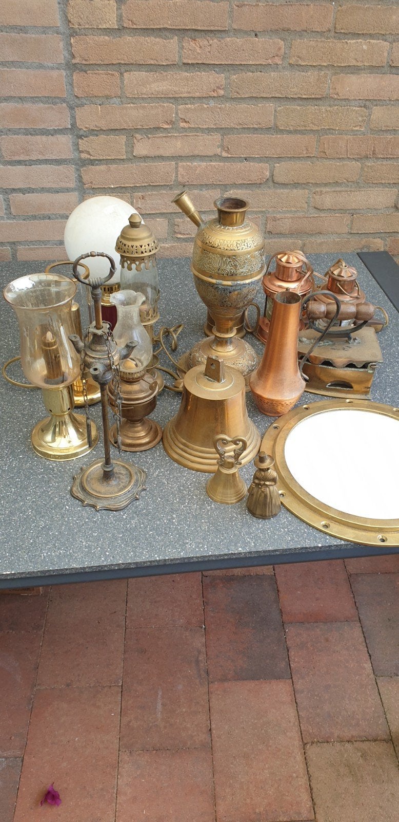 Diverse antieke koperen en messing decoratieartikelen, Antiek en Kunst, Ophalen of Verzenden