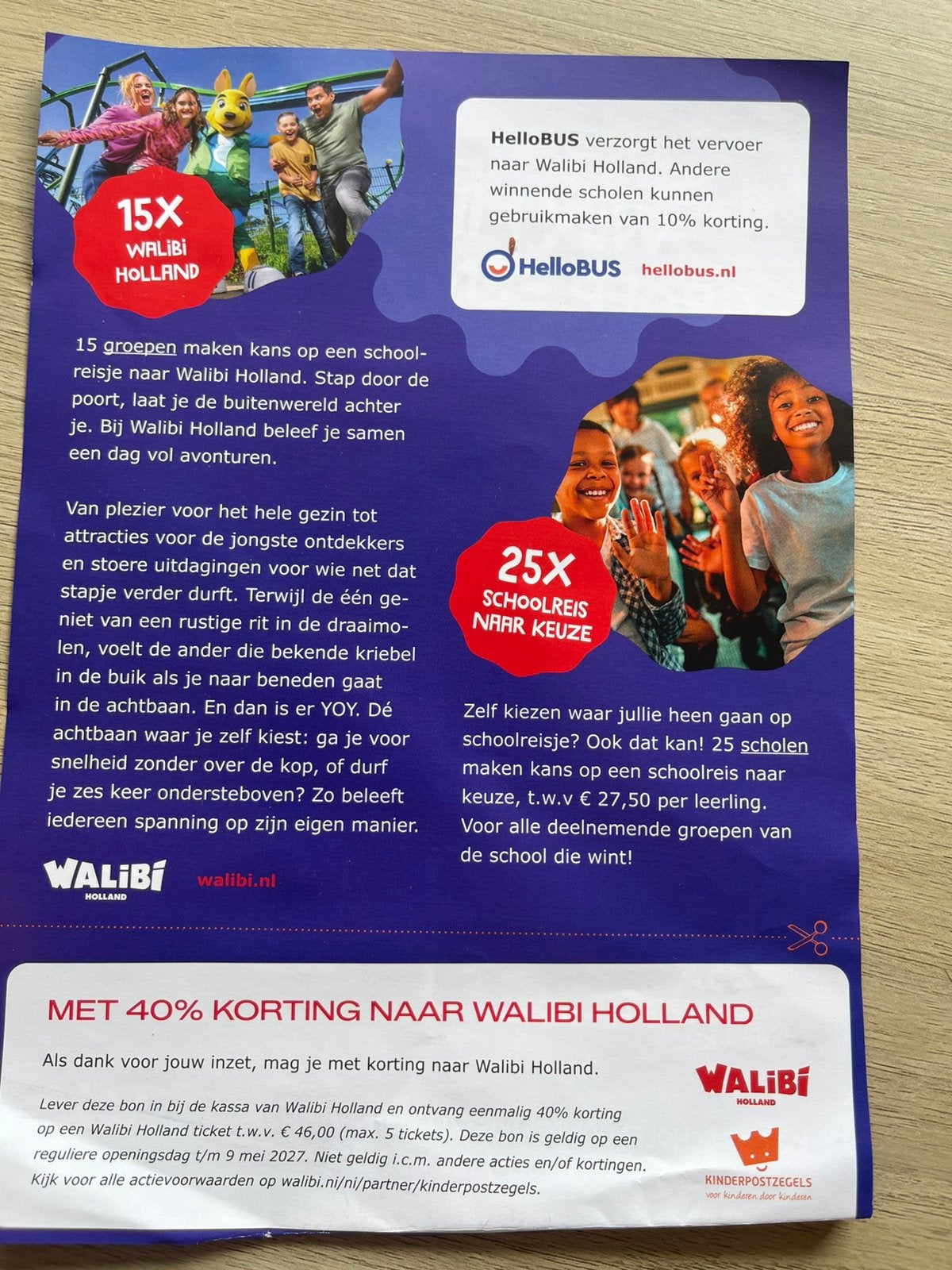 5x 40% korting Walibi tm 9 mei 2027 max €89, Drie personen of meer, Kortingskaart