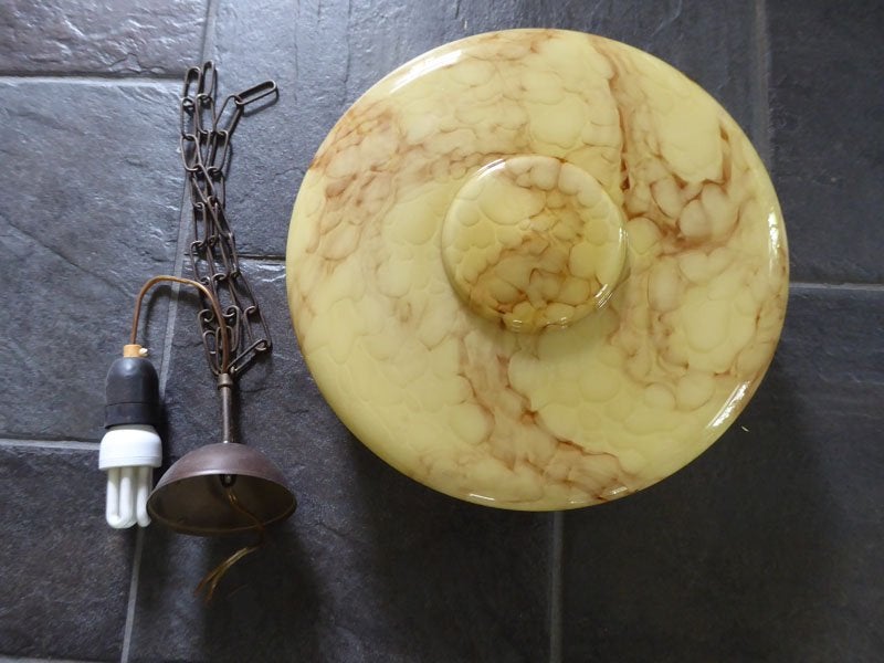 Prachtige retro hanglamp opaalglas, Ophalen of Verzenden