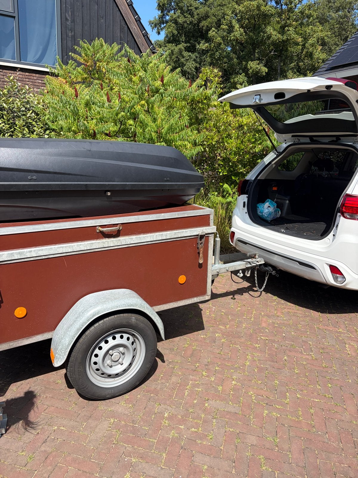 Bagagewagen met dakkoffer 460L - Perfect voor vakantie!, Ophalen, Gebruikt
