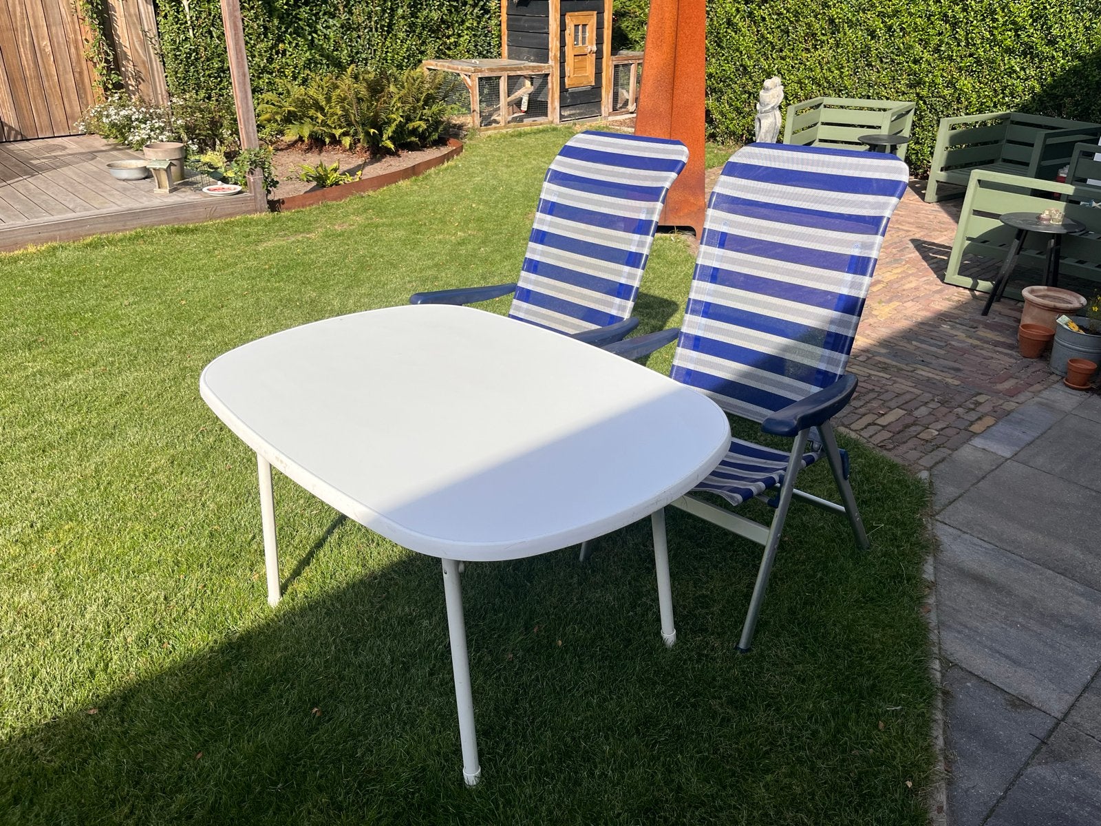 Campingtafel met 2 Crespo stoelen, Gebruikt, Eettafel, Aluminium, Tuinset