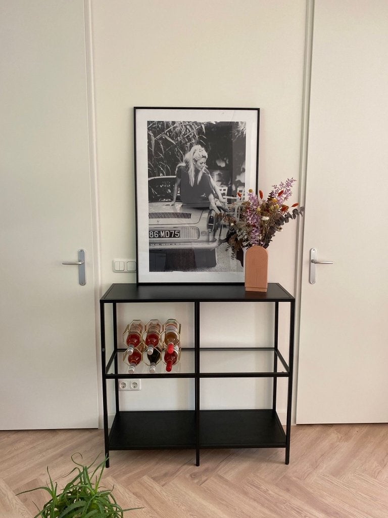 Wandkast met glas en staal, Ophalen, Gebruikt, Minder dan 100 cm, 25 tot 50 cm