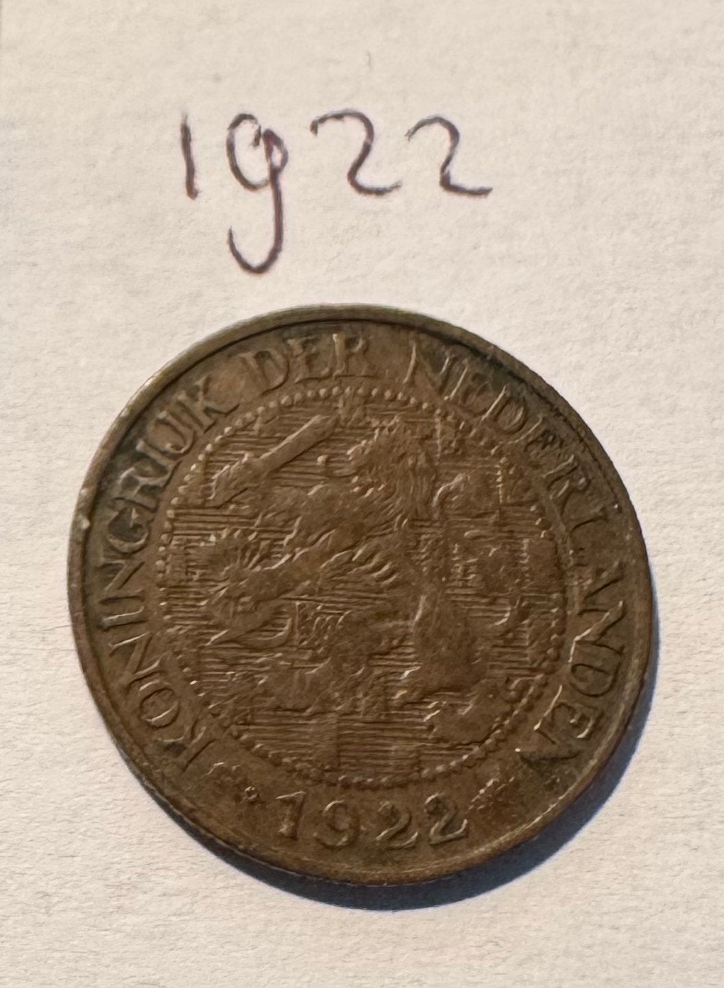 Bronzen 1 cent jaar 1922 munt, Postzegels en Munten, Munten | Nederland, Ophalen of Verzenden, Koningin Wilhelmina, 1 cent, Losse munt